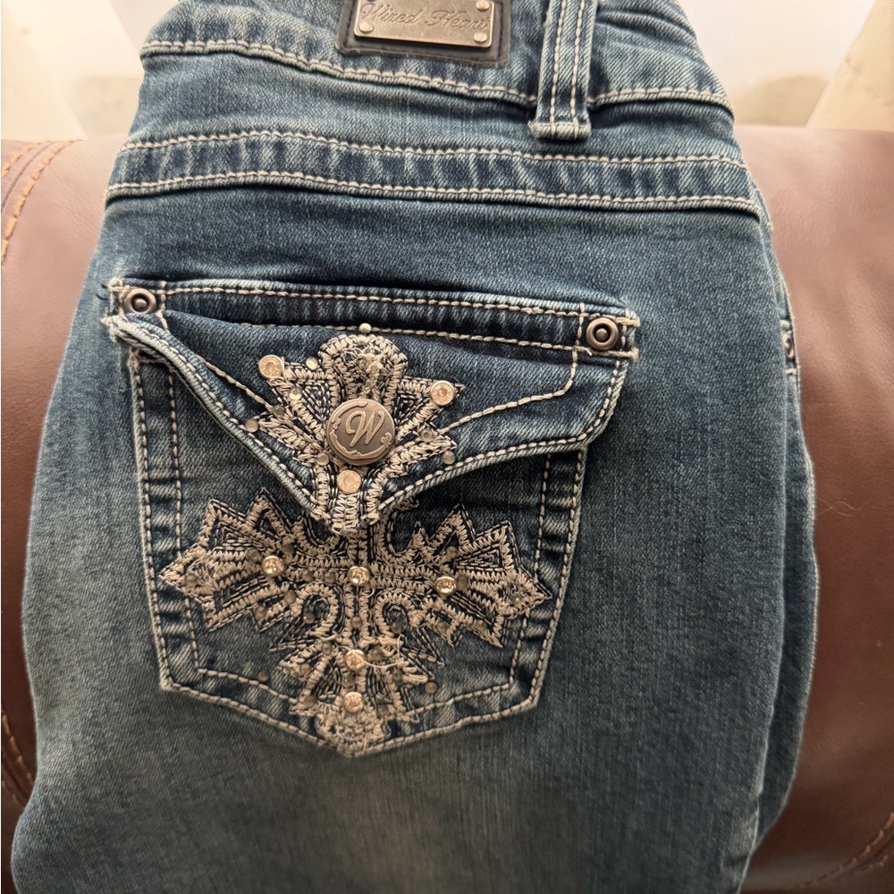 Embellished Blue Boot Cut Jeans